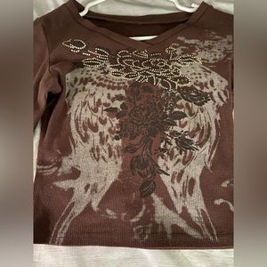 Brown wing print long sleeve Size M